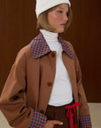 Patterned Collar Long Coat with Front Pocket