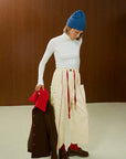 Piped Wide Leg Cotton Pants