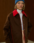 Contrast Collar Piped Cotton Jacket
