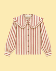 Ruffle Collar Striped Blouse