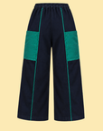 Piped Wide Leg Cotton Pants