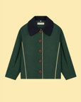 Contrast Collar Piped Cotton Jacket