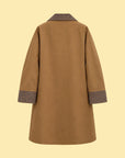 Patterned Collar Long Coat with Front Pocket