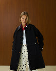 Polka Dot Collar Long Coat
