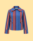 Striped Contrast Collar Jacket