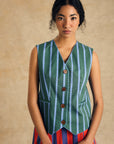 Sleeveless V-Neck Vest With Binding Detail