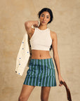 Button-Front Mini Skirt With Pocket Detail