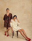 Puff Sleeve Dress With Tie Detail