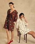 Puff Sleeve Dress With Tie Detail
