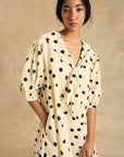 Puff Sleeve Dress With Tie Detail