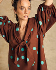 Puff Sleeve Dress With Tie Detail