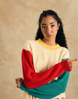 Color Block Sleeve Crew Neck Sweater