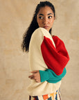 Color Block Sleeve Crew Neck Sweater