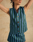 Sleeveless V-Neck Vest With Binding Detail