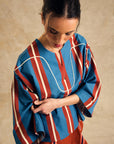 V Neck Blouse With Piping Detail