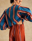 V Neck Blouse With Piping Detail