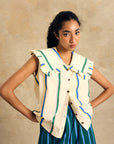 Ruffle Collar Sleeveless Shirt
