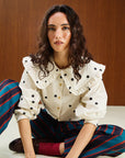 Cotton Ruffle Collar Shirt