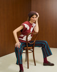 Printed Crew Neck Knit Vest