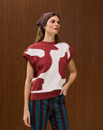 Printed Crew Neck Knit Vest