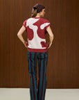 Printed Crew Neck Knit Vest