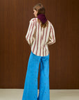 Cotton Round Neck Blouse With Back Button