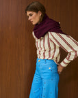 Cotton Round Neck Blouse With Back Button