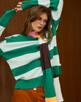 Striped Crew Neck Knit Sweater