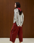 Cotton Round Neck Blouse With Back Button