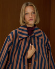 Striped Long Coat With Front Pocket