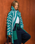 Striped Hooded Long Raincoat