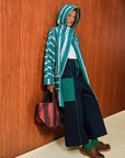 Striped Hooded Long Raincoat