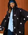 Polka Dot Hooded Long Raincoat