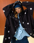 Polka Dot Hooded Long Raincoat