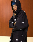 Polka Dot Hooded Long Raincoat