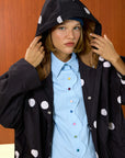 Polka Dot Hooded Long Raincoat