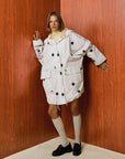 Striped Hooded Long Raincoat