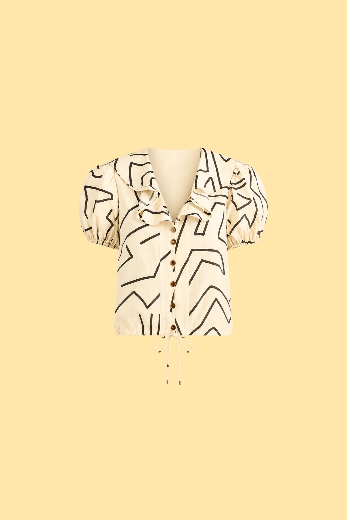 Short Sleeve Elastic Waist Blouse