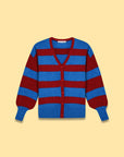V Neck Striped Knit Cardigan