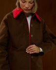 Contrast Collar Piped Cotton Jacket