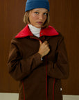 Contrast Collar Piped Cotton Jacket