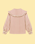 Ruffle Collar Striped Blouse