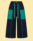 Piped Wide Leg Cotton Pants