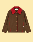 Contrast Collar Piped Cotton Jacket
