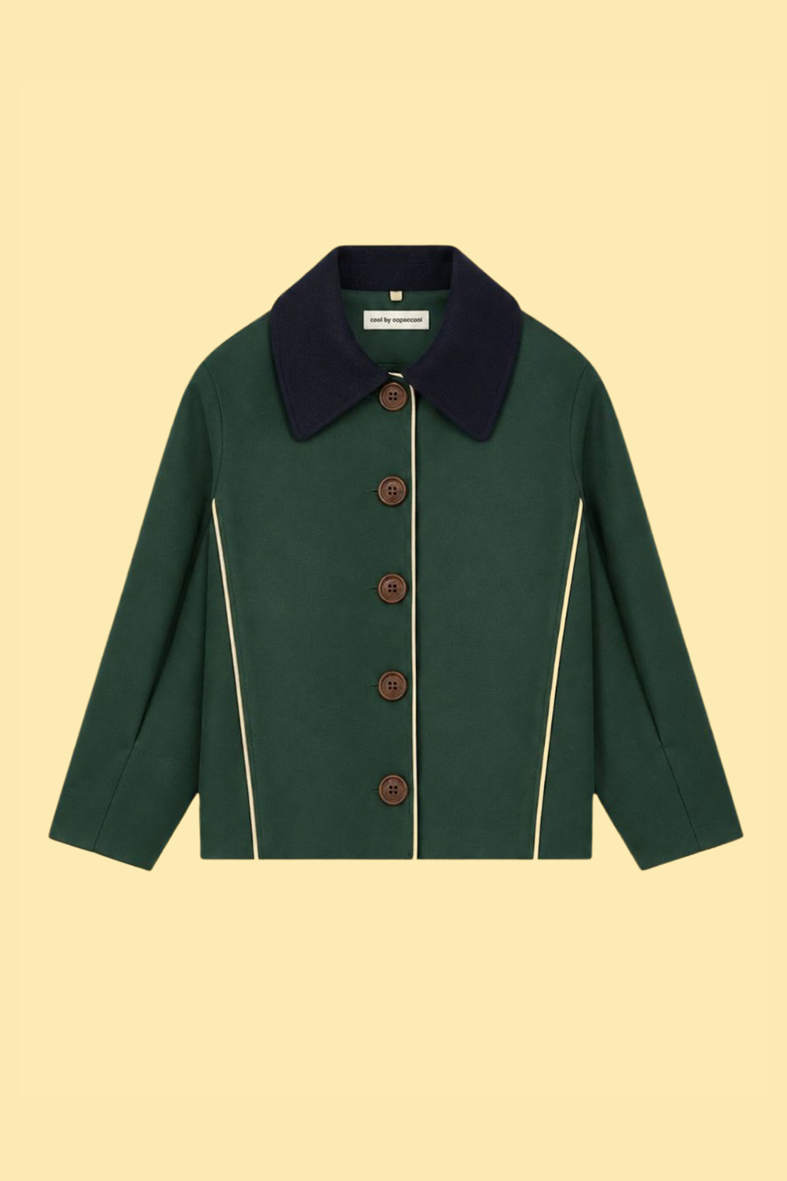 Contrast Collar Piped Cotton Jacket