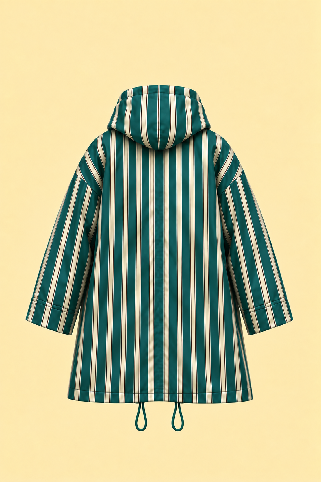 Striped Hooded Long Raincoat