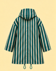 Striped Hooded Long Raincoat