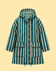 Striped Hooded Long Raincoat