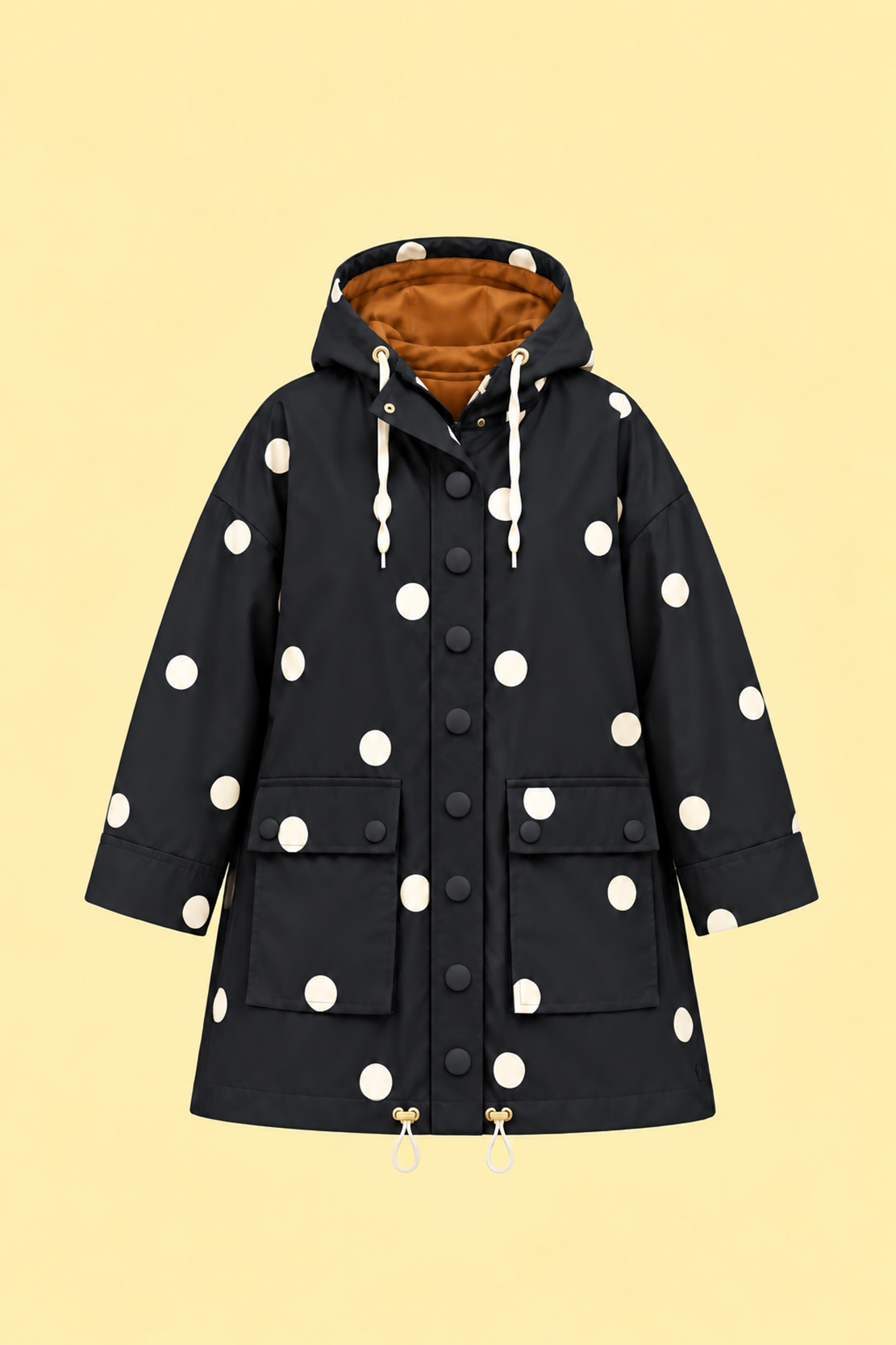 Polka Dot Hooded Long  Raincoat