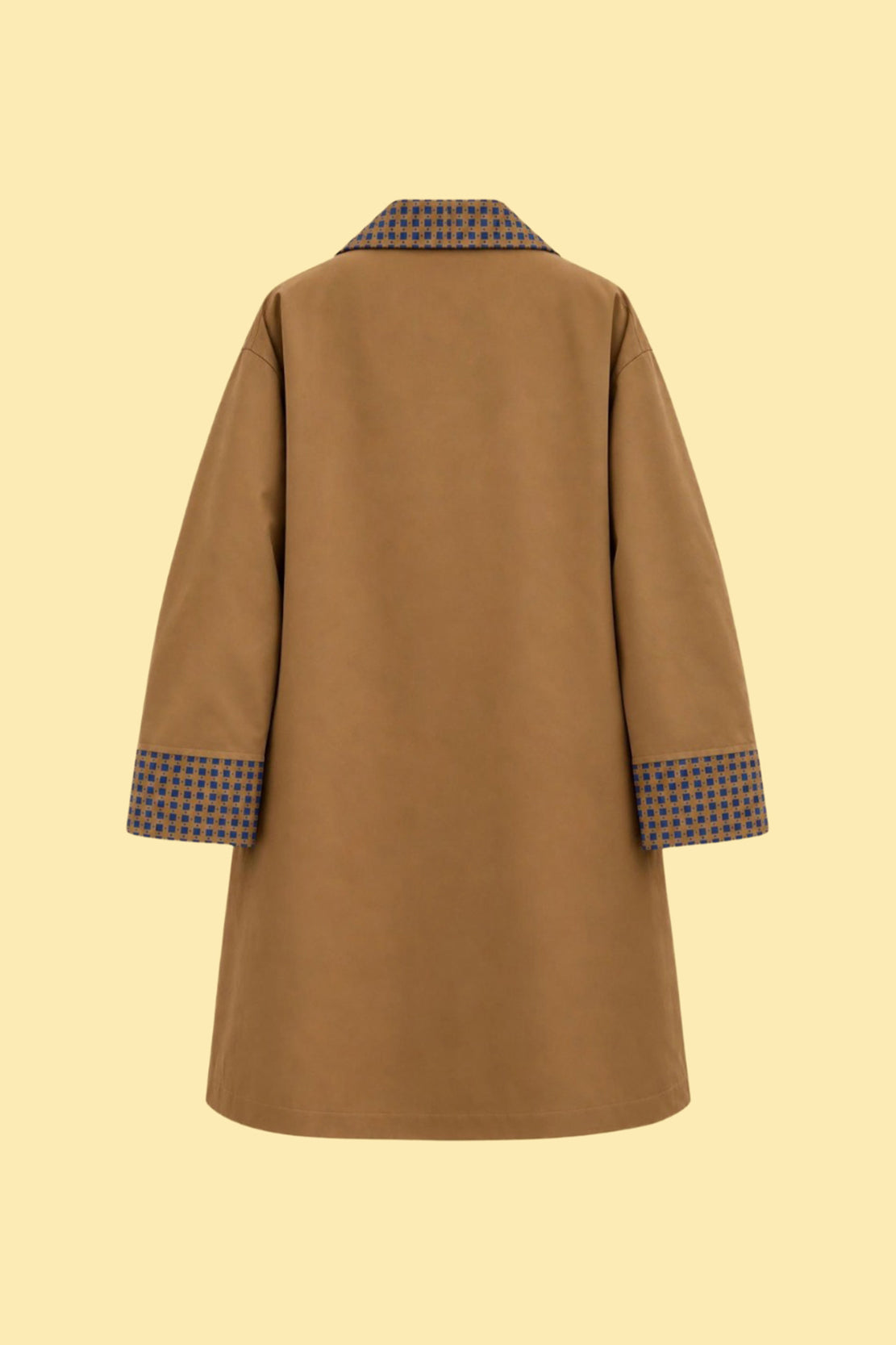 Patterned Collar Long Coat with Front Pocket